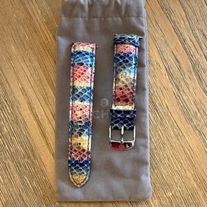 Michele Blue and Red Patterned Watch Strap